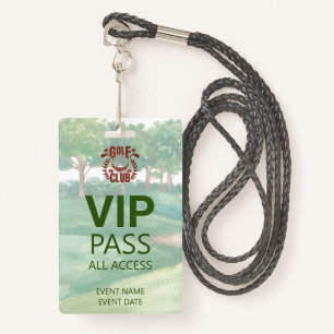 VIP PASS Golf Club League Photo Logo Event  ID Badge