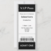 VIP Pass Graduation Party Admission Ticket