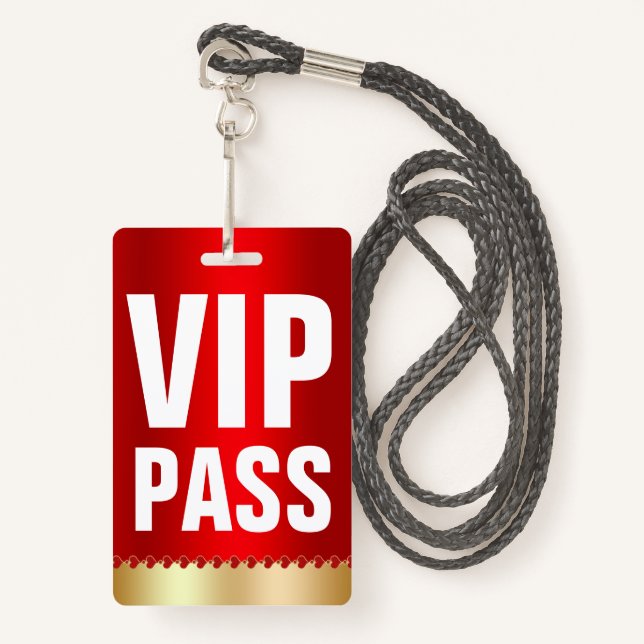 VIP PASS ID Card | Special Guest ID Badge (Front with Lanyard)