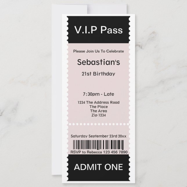 VIP Pass Party Admission Ticket Invitation (Front)