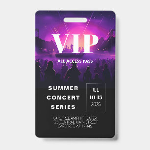 VIP Pass QR Code Concert Badge ID Badge