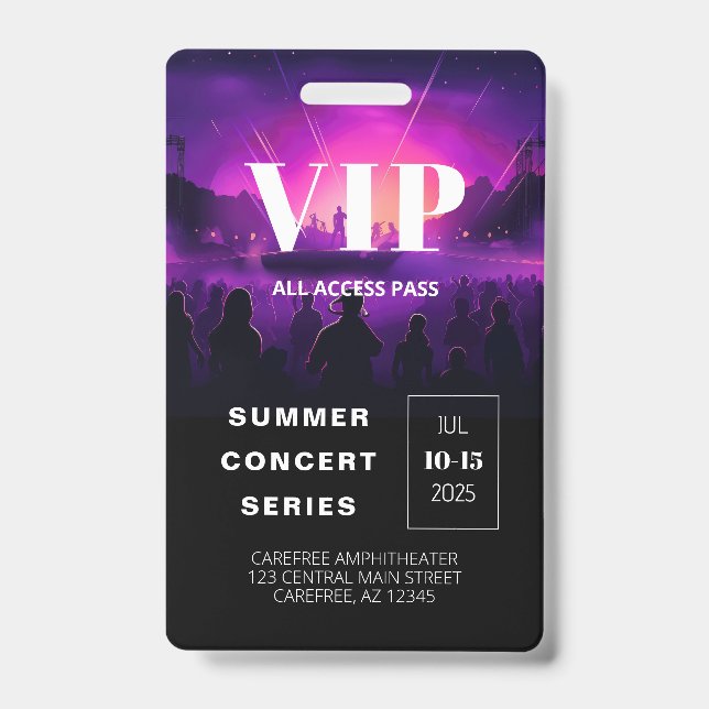 VIP Pass QR Code Concert Badge ID Badge (Front)
