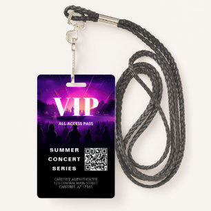 VIP Pass QR Code Concert Badge ID Badge