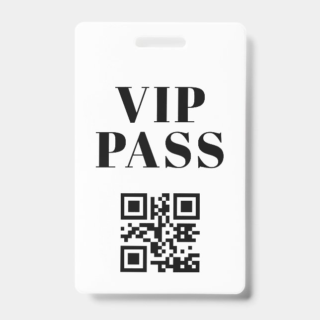 vip pass qr code minimalist modern ID badge (Front)