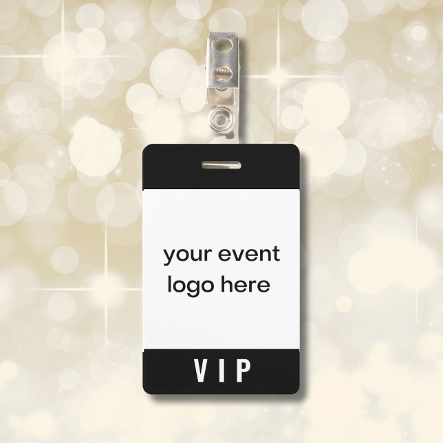 VIP Pass Simple Black and White ID Badge (Creator Uploaded)
