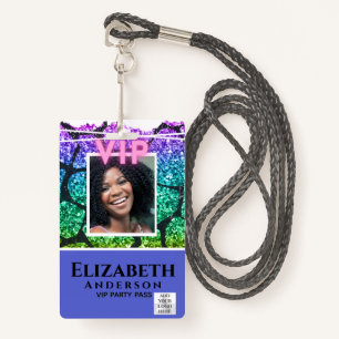 VIP PHOTO ID - Party Festival Event GLITTER GLAMOR ID Badge