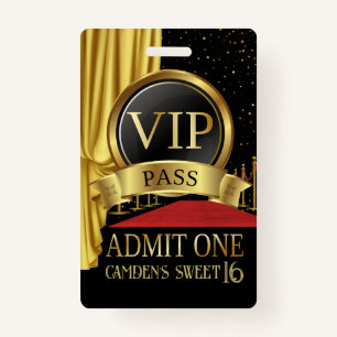 VIP, Red Carpet Birthday, Hollywood Birthday ID Badge
