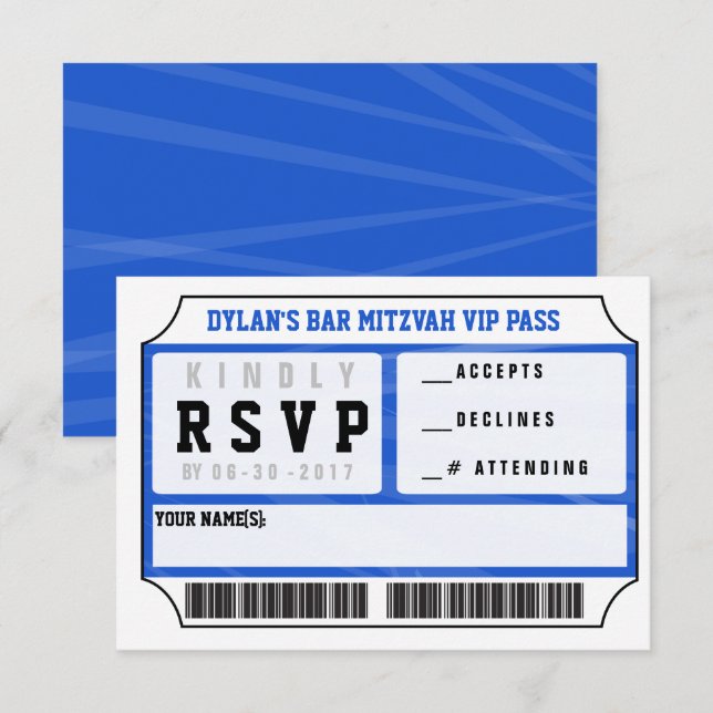 VIP REPLY CARD Bar Bat Mitzvah Invitation (Front/Back)