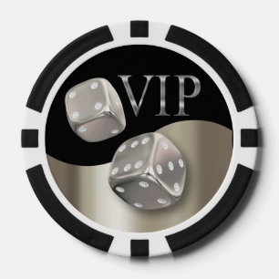 VIP Rolling Dice Las Vegas silver black Poker Chips