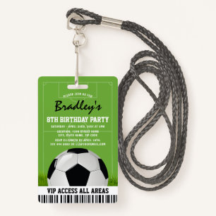 VIP Sports Pass Kids Soccer Birthday Party ID Badge