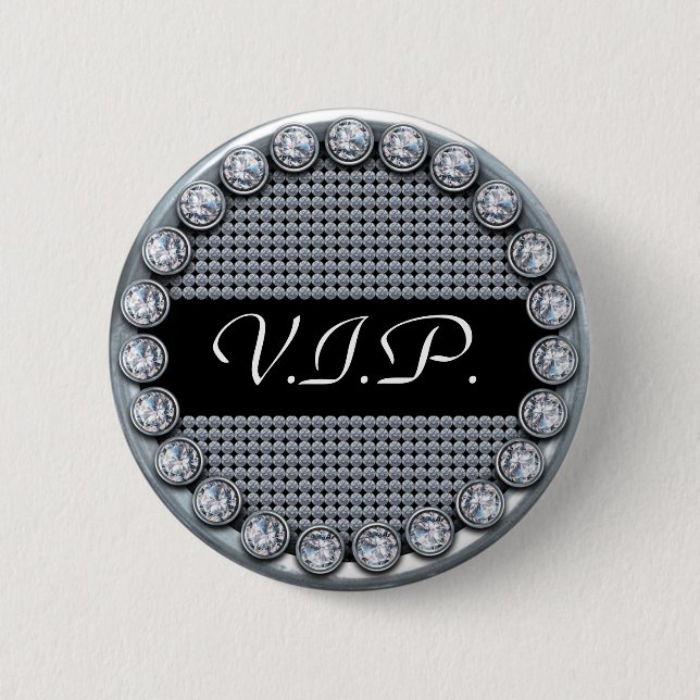 VIP template button with silver and diamonds (Front)