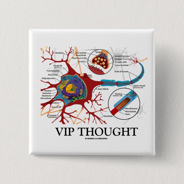 VIP Thought (Neuron / Synapse Humour) 15 Cm Square Badge (Front)