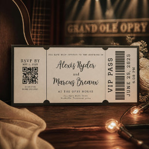 VIP Ticket Black and White Wedding Invitation