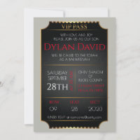 VIP TICKET in Black and Gold Bat Bar Mitzvah