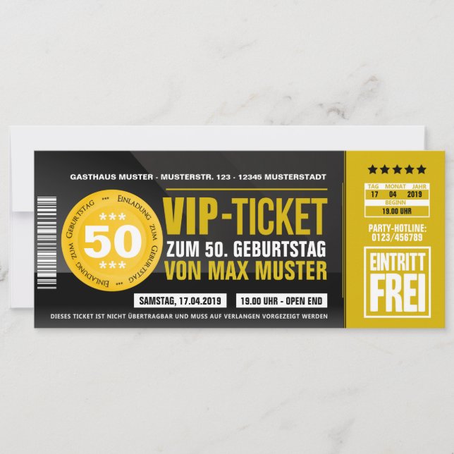 VIP TICKET invitations (ochre-orange) (Front)