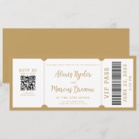 VIP Ticket Trendy Gold Wedding Invitation