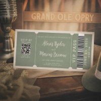 VIP Ticket Trendy Sage Wedding Invitation
