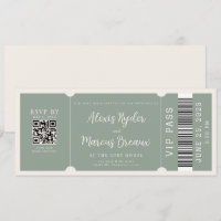 VIP Ticket Trendy Sage Wedding Invitation