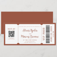 VIP Ticket Trendy Terracotta Wedding Invitation