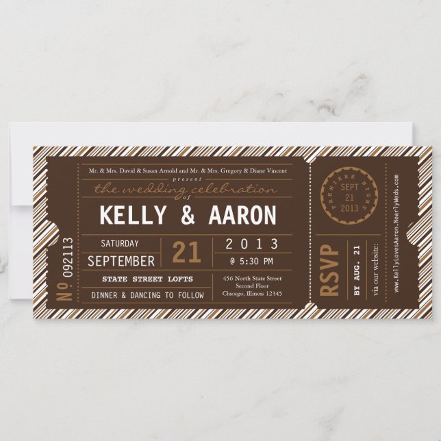 VIP Vintage Ticket Wedding Invitation (Front)