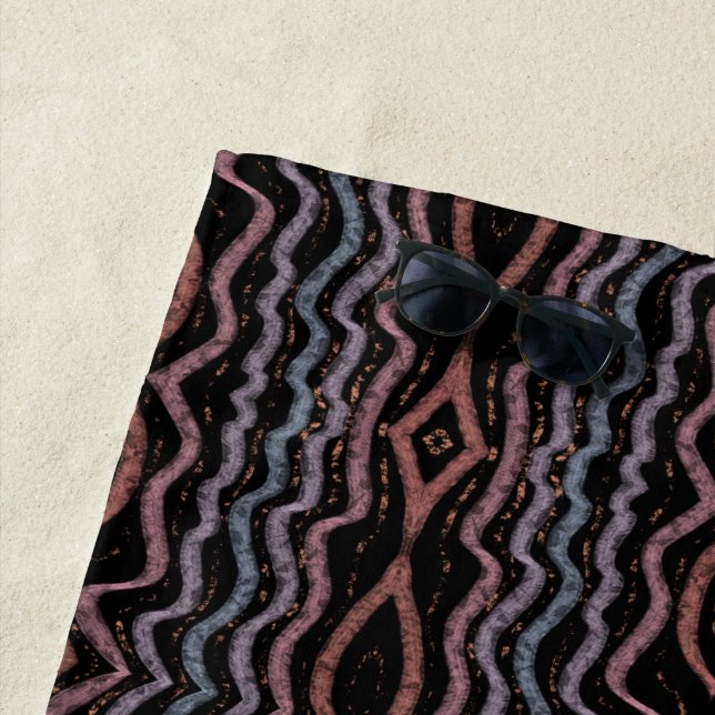 Viper Snake Skin Drawing Pattern Soft Pastel Colou Beach Towel (In Situ)