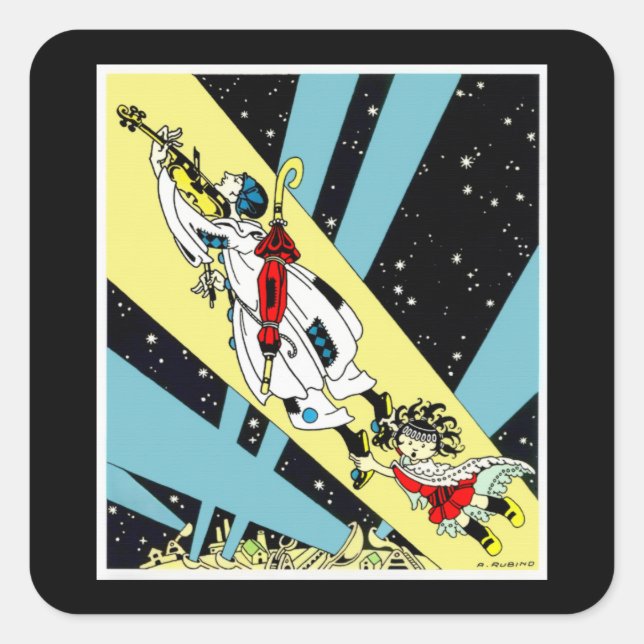Viperetta Flies to the Moon Square Sticker (Front)