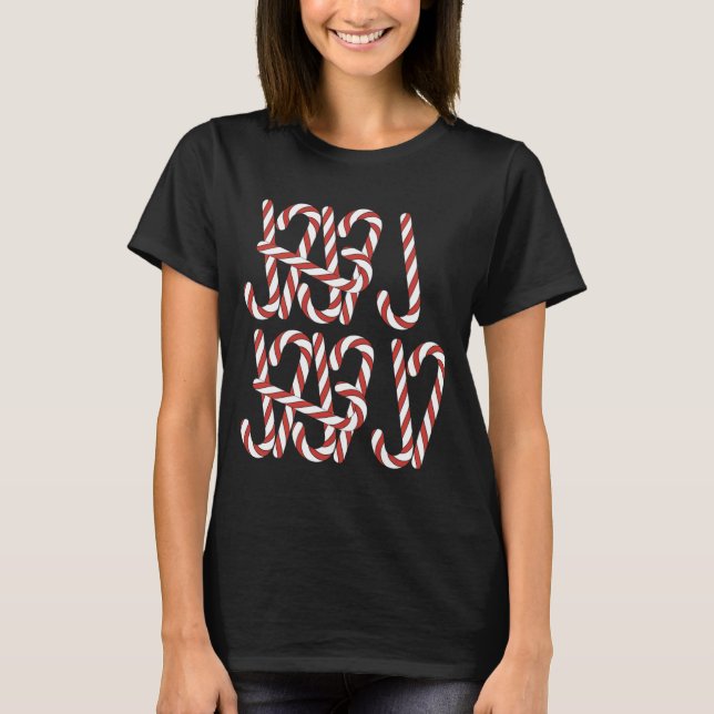 Viral 67 Candy Canes Tally Marks Xmas Holiday Teac T-Shirt (Front)
