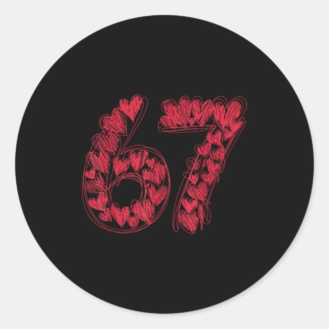 Viral 67 Hand-drawn Hearts Valentine's Day Cute Te Classic Round Sticker (Front)