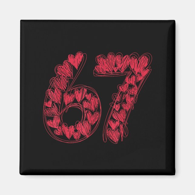 Viral 67 Hand-drawn Hearts Valentine's Day Cute Te Magnet (Front)