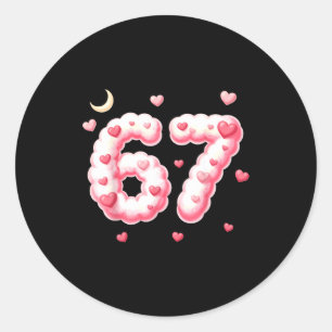 Viral 67 Kawaii Hearts Valentine's Day Girls Humor Classic Round Sticker
