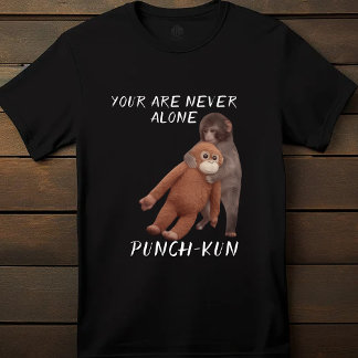 Viral Punch Monkey Hugging Plush Toy Cute T-Shirt