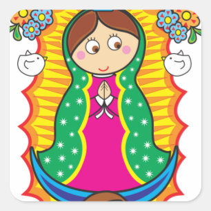 VIRGEN DE GUADALUPE CARICATURA 01 CUSTOMIZABLE PRO SQUARE STICKER
