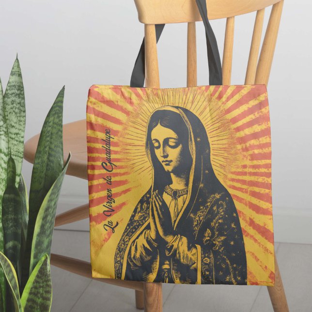 Virgen de Guadalupe Drawing Tote Bag (Perfect for those who love mixing tradition with bold, artistic vibes!)