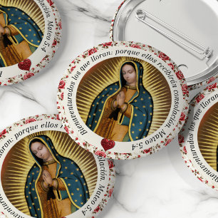 Virgen de Guadalupe Funeral in Loving Memory 6 Cm Round Badge