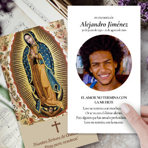 Virgen De Guadalupe Photo Funeral Prayer Cards