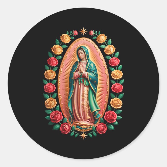 Virgen De Guadalupe Saint Mary Christian Religious Classic Round Sticker (Front)