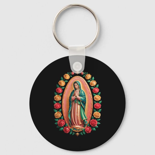 Virgen De Guadalupe Saint Mary Christian Religious Key Ring (Front)