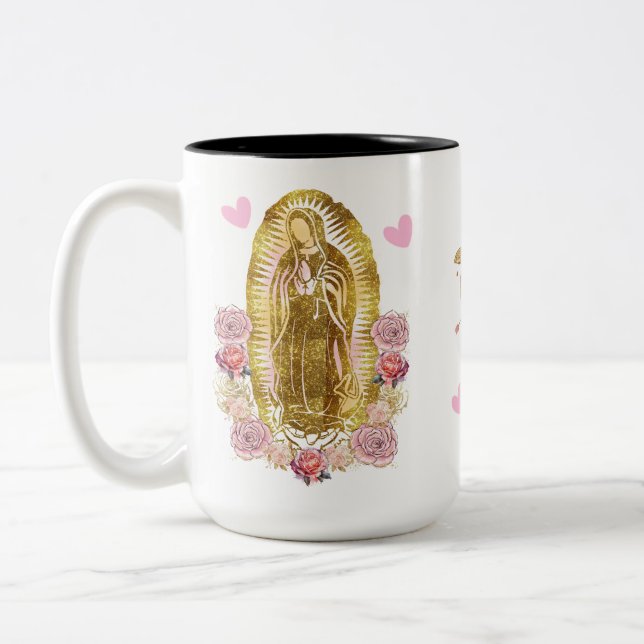 Virgen De Guadalupe  Two-Tone Coffee Mug (Left)