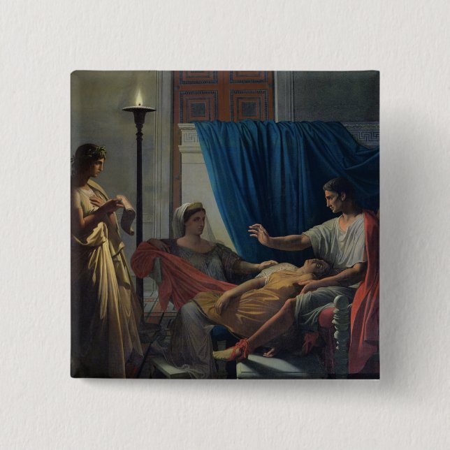 Virgil Reading the Aeneid 15 Cm Square Badge (Front)