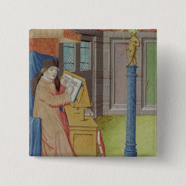 Virgil writing before Artemis 15 Cm Square Badge (Front)