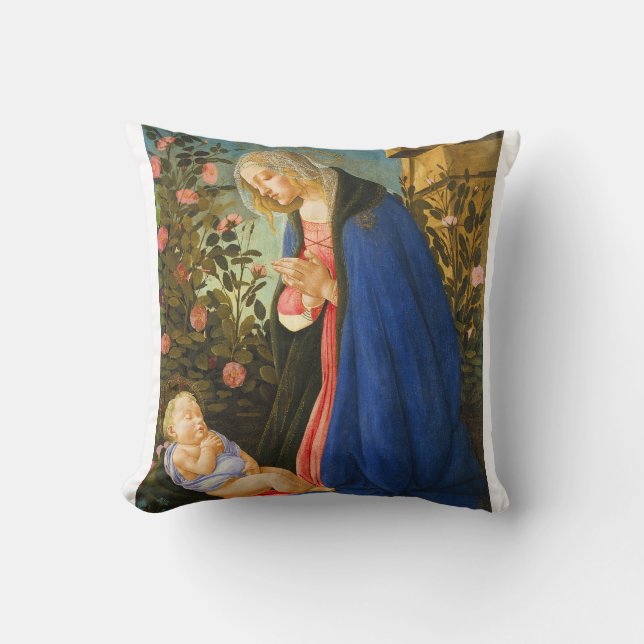 VIRGIN ADORING SLEEPING CHRIST CHILD  CUSHION (Front)