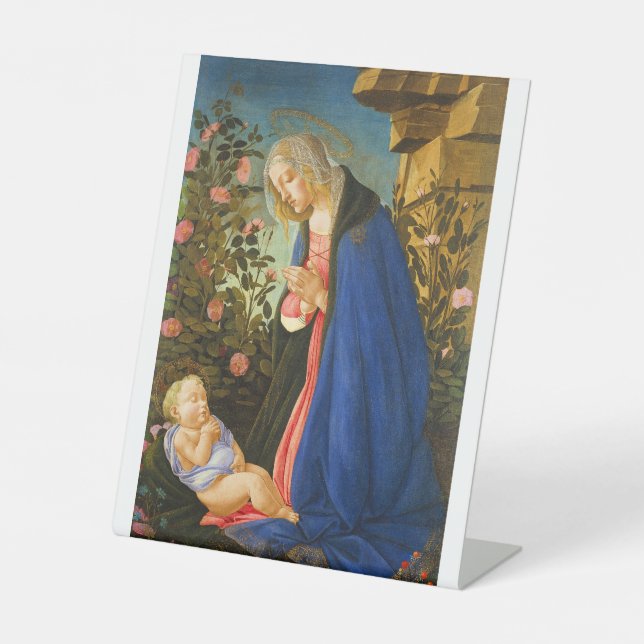 VIRGIN ADORING SLEEPING CHRIST CHILD  PEDESTAL SIGN (Front)