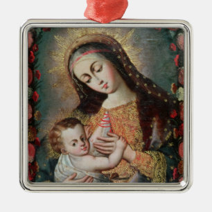 Virgin and Child 2 Metal Ornament