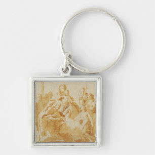 Virgin and Child Adored by Bishops, Monks & Women Key Ring