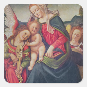 Virgin and Child and angel musicians Square Sticker