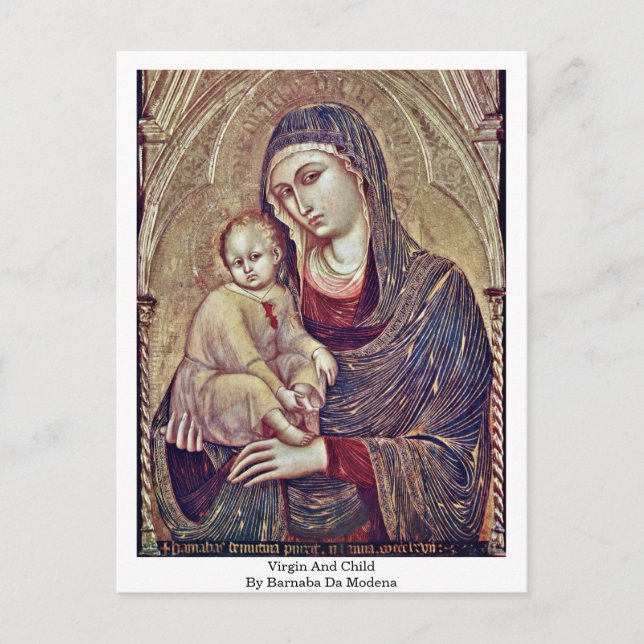 Virgin And Child By Barnaba Da Modena Postcard (Front)