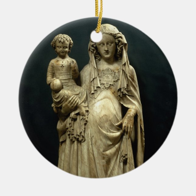 Virgin and Child, c.1375 (alabaster) Ceramic Ornament (Front)