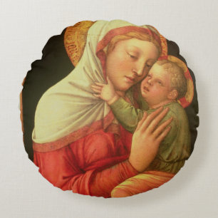Virgin and Child, c.1465 (oil on panel) Round Cushion