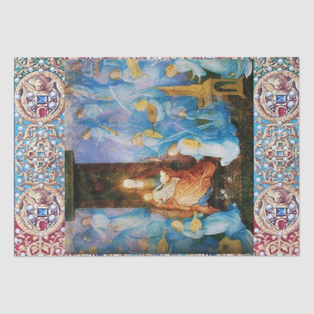 VIRGIN AND CHILD,CONCERT OF ANGELS,PRECIOUS JEWELS TISSUE PAPER (Front)