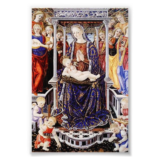 Virgin and Child Enthroned with Music-Making Angel Photo Print (Front)